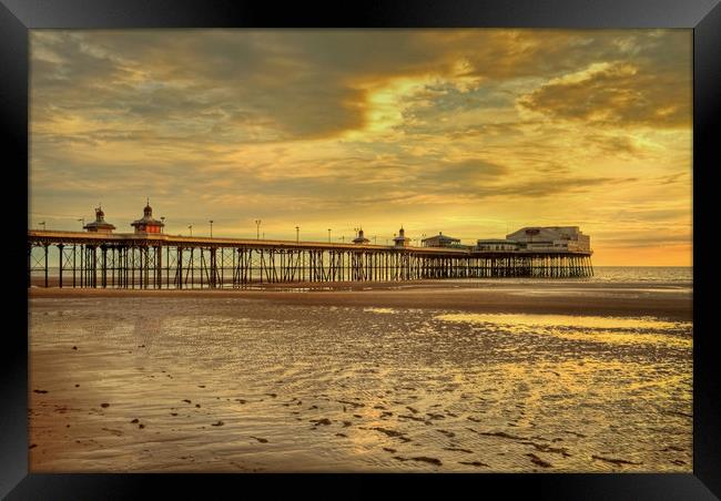 North Pier in Golden Light Framed Print by David McCulloch