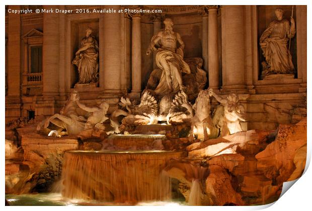 Trevi Fountain at Night Print by Mark Draper