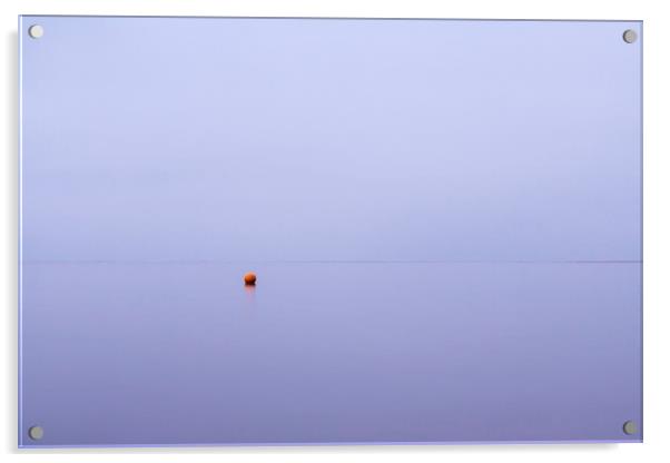 Cloudy sky a bouy reflected in a calm ocean at twi Acrylic by Liam Grant