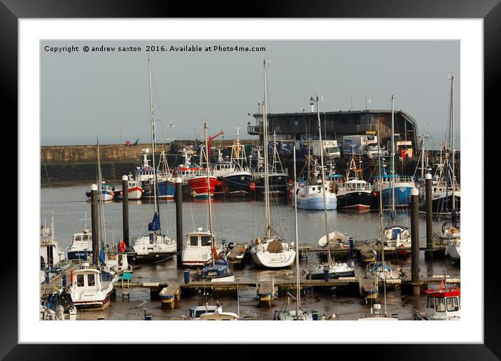 BRIDLINGTON HARBOUR  Framed Mounted Print by andrew saxton