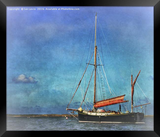 Thames Sailing Barge Framed Print by Ian Lewis
