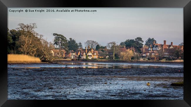 Beaulieu Mill pond at low tide Framed Print by Sue Knight