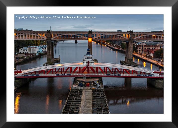 Swing Bridge Newcastle Framed Mounted Print by Reg K Atkinson