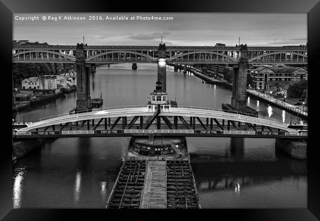 Swing Bridge Newcastle Framed Print by Reg K Atkinson