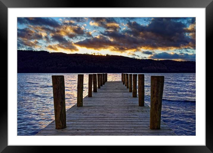 Windermere Boat Jetty Sunset                       Framed Mounted Print by Darren Galpin