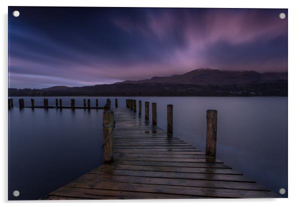 Brantwood Jetty Coniston Acrylic by Paul Andrews