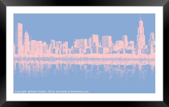 Chicago Skyline Framed Mounted Print by Peter Yardley