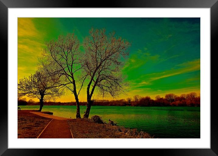 Evening sunset over the lake                       Framed Mounted Print by Sue Bottomley
