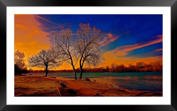  Stunning Beautiful sunset over the lake          Framed Mounted Print by Sue Bottomley