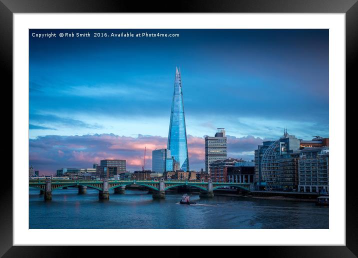 The Shard overlooking the River Thames in London Framed Mounted Print by Rob Smith