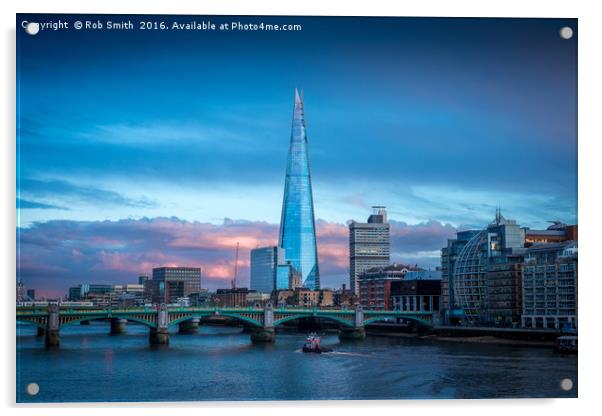 The Shard overlooking the River Thames in London Acrylic by Rob Smith