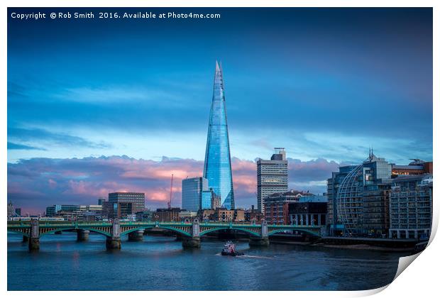 The Shard overlooking the River Thames in London Print by Rob Smith
