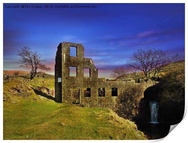 Old mill ruins Print by Derrick Fox Lomax