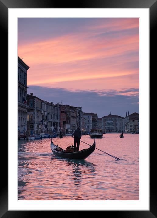 Sunset On The Grand Canal Framed Mounted Print by LensLight Traveler