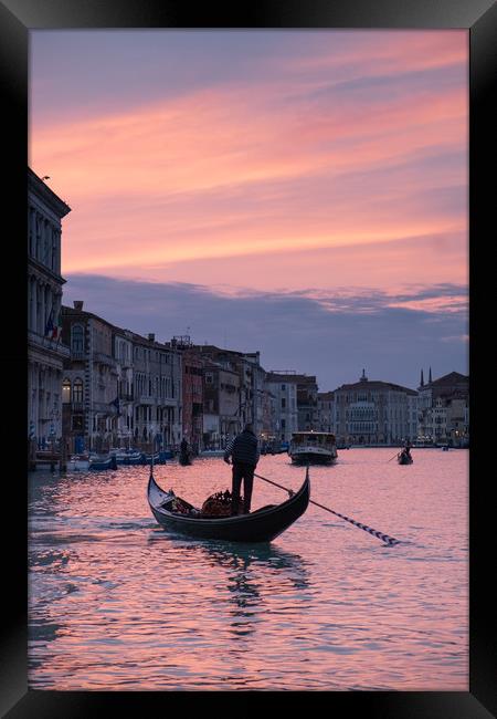 Sunset On The Grand Canal Framed Print by LensLight Traveler