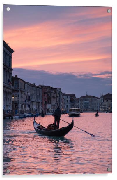 Sunset On The Grand Canal Acrylic by LensLight Traveler