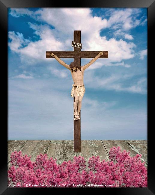 Jesus on the Cross Illustration Framed Print by Daniel Ferreira-Leite
