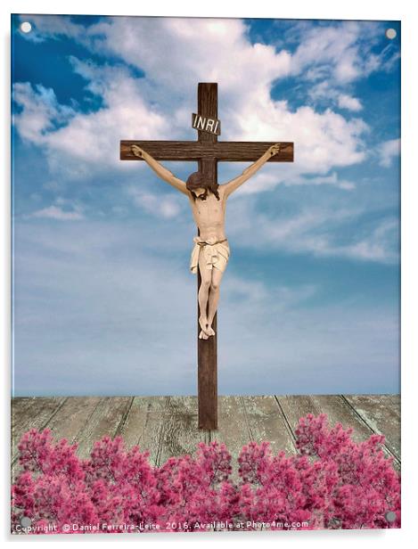 Jesus on the Cross Illustration Acrylic by Daniel Ferreira-Leite