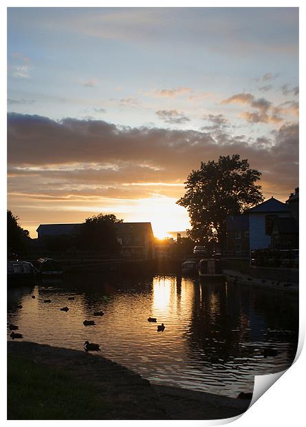 Sunset at Brecon Canal Basin Print by David (Dai) Meacham