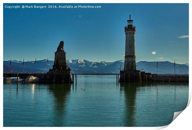 Looking out of Lindau Harbour mouth Print by Mark Bangert