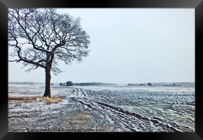 Winter Snow on  Farmland Framed Print by philip clarke