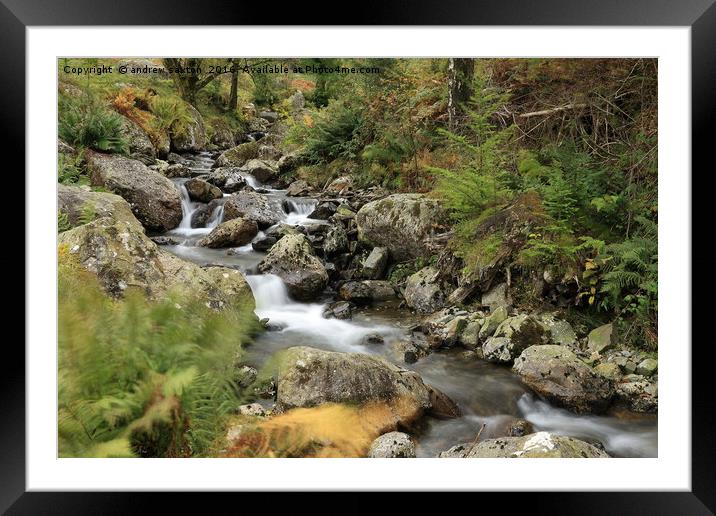 LAKES WATERFALL Framed Mounted Print by andrew saxton