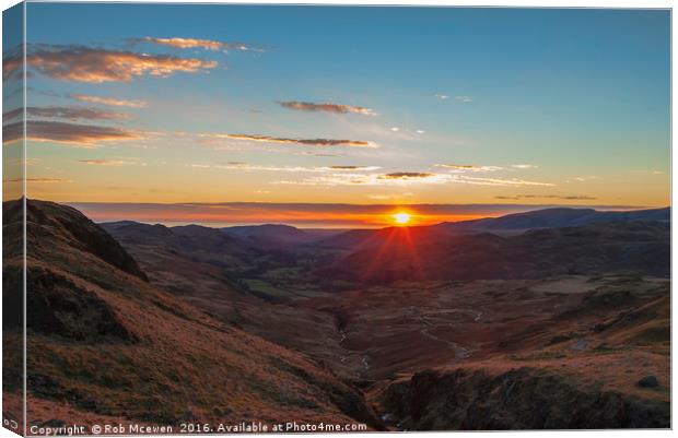 Sunset from Hardknott Pass Canvas Print by Rob Mcewen