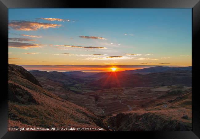 Sunset from Hardknott Pass Framed Print by Rob Mcewen