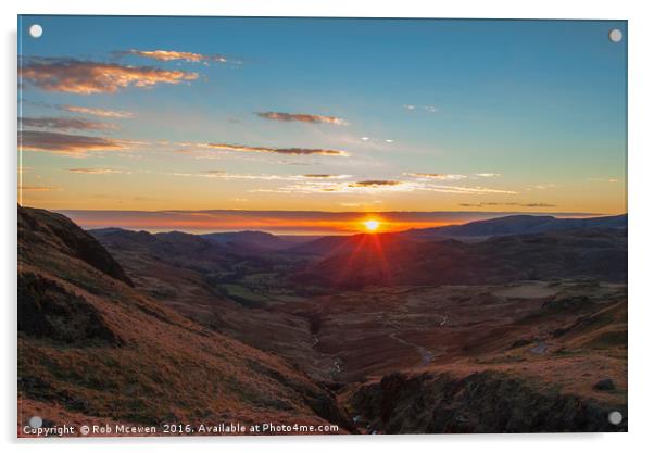 Sunset from Hardknott Pass Acrylic by Rob Mcewen