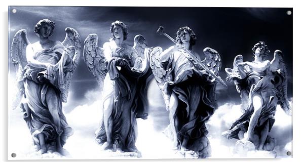 Angels on Ponte Sant'Angelo Acrylic by Abdul Kadir Audah