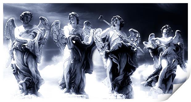 Angels on Ponte Sant'Angelo Print by Abdul Kadir Audah