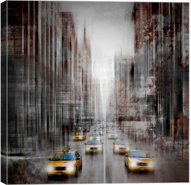 City-Art NYC 5th Avenue Traffic Canvas Print by Melanie Viola