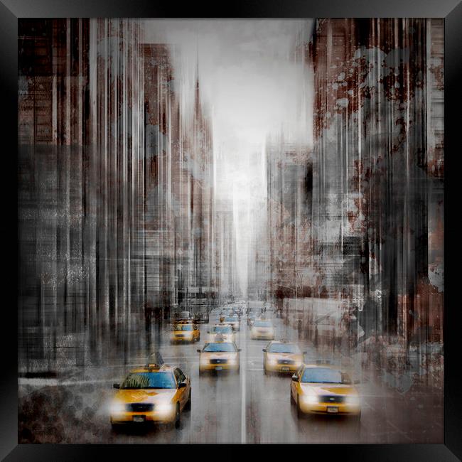 City-Art NYC 5th Avenue Traffic Framed Print by Melanie Viola