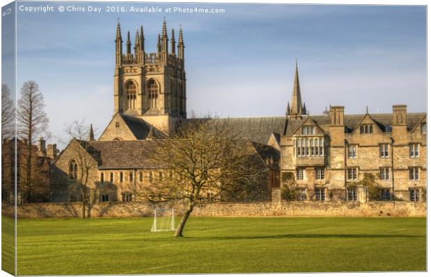 Merton College and Church Oxford Canvas Print by Chris Day