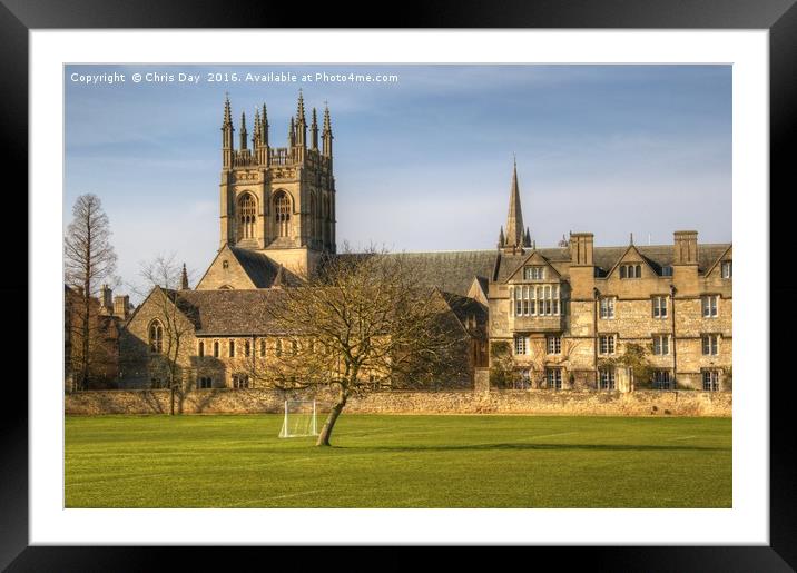 Merton College and Church Oxford Framed Mounted Print by Chris Day