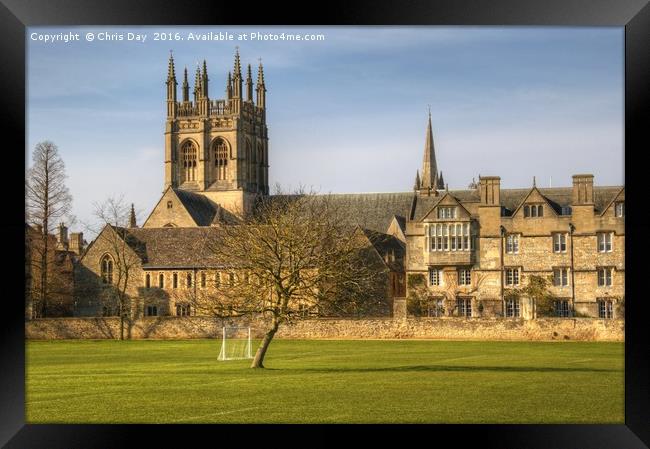 Merton College and Church Oxford Framed Print by Chris Day
