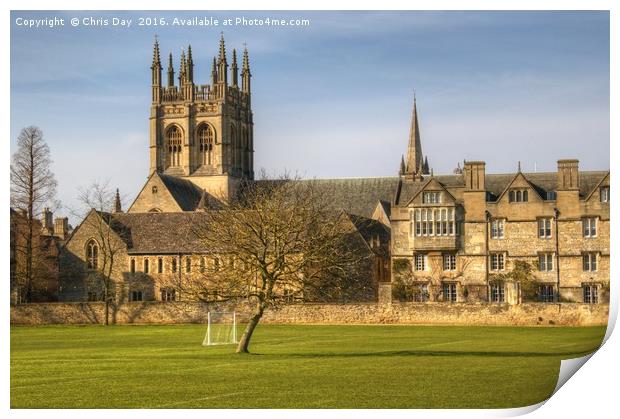 Merton College and Church Oxford Print by Chris Day