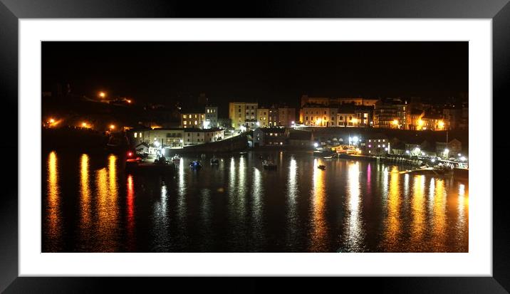 Tenby by Night Framed Mounted Print by HELEN PARKER