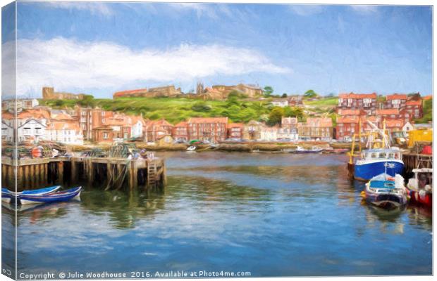 Whitby Harbour Canvas Print by Julie Woodhouse