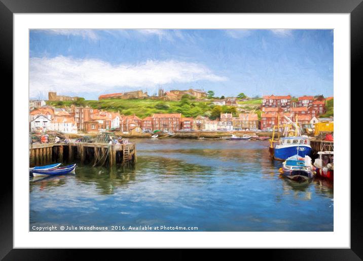 Whitby Harbour Framed Mounted Print by Julie Woodhouse