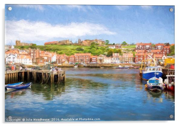Whitby Harbour Acrylic by Julie Woodhouse