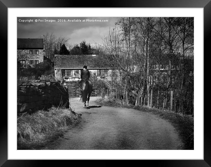 Horse rider and countryside Framed Mounted Print by Derrick Fox Lomax