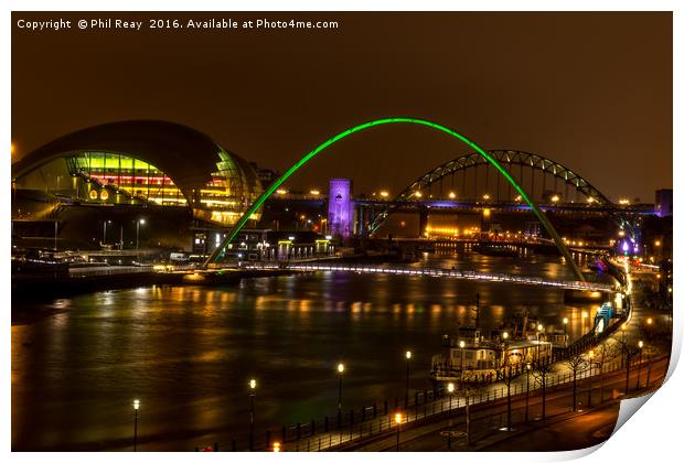 The Tyne at night.  Print by Phil Reay