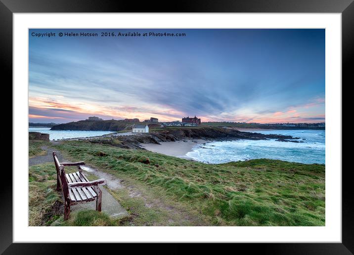 Sunrise over Newquay in Cornwall Framed Mounted Print by Helen Hotson