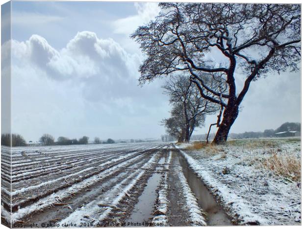 Winter Snow covered  Farmland Canvas Print by philip clarke