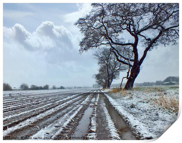 Winter Snow covered  Farmland Print by philip clarke