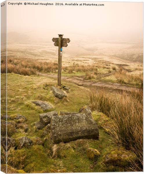 Top Withens Signpost Canvas Print by Michael Houghton