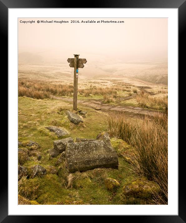 Top Withens Signpost Framed Mounted Print by Michael Houghton