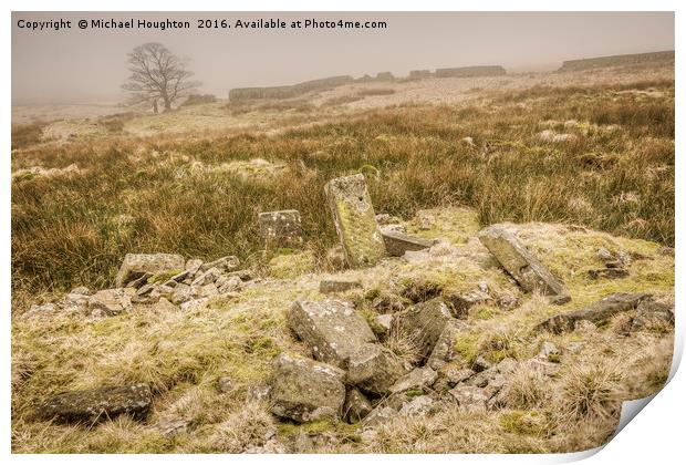 Misty Bronte Ruins Print by Michael Houghton