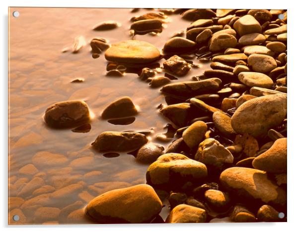 river washed pebbles   Acrylic by paul ratcliffe